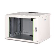 Digitus Unique 19" 7U Wand-Netzwerkschrank, 600 x 450 mm, Glastür, grau, ungeteilt, montiert, 100 kg