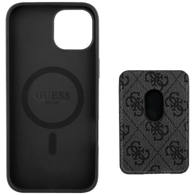 5. Guess 4G Stripes Case mit Magsafe Wallet für iPhone 15 Schwarz