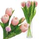 8. Strauß aus 7 rosa Tulpen, 31 cm, naturgetreue Frühlingsdekoration