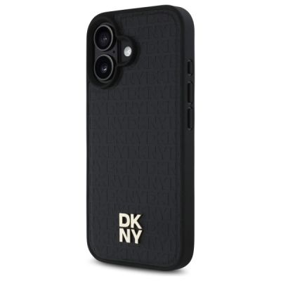 2. DKNY Repeat Pattern Stack Logo MagSafe iPhone 16 Hülle – Schwarz