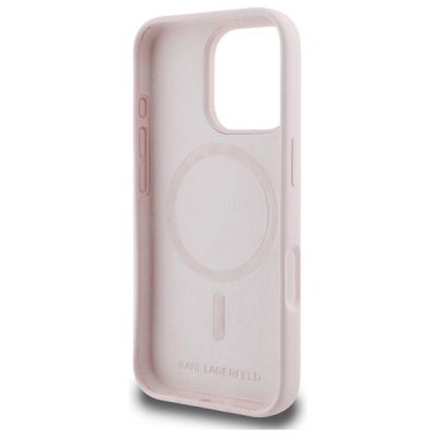 7. Karl Lagerfeld Silikon Nauble Heads Print MagSafe Case für iPhone 16 Pro Max - Pink