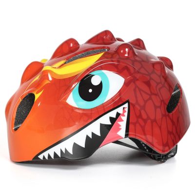 3. Wozinsky Kinderfahrradhelm, Drachenmuster, leicht, Größe S – Rot