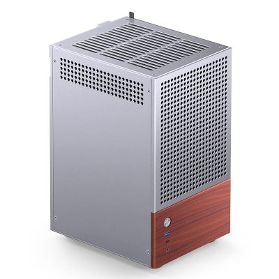 5. Jonsbo T6 Mini-Tower-PC-Gehäuse, Mini-ITX, gehärtetes Glas, Holz – Silber