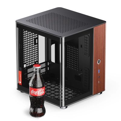 5. Jonsbo TK-0 PC-Gehäuse, Mini-Tower, Mini-ITX, gehärtetes Glas, Holz – schwarz