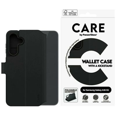 CARE by PanzerGlass Feature Wallet Kickstand Case für Samsung Galaxy A36 5G - Schwarz