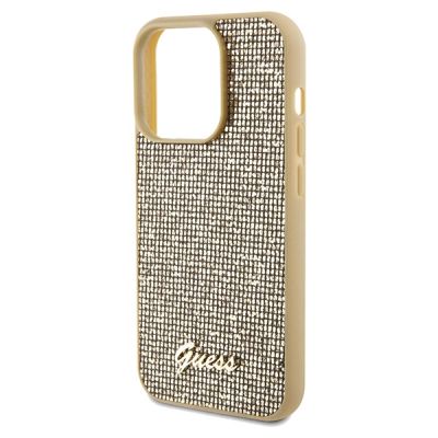 6. Guess Disco Metal Script Hülle für iPhone 14 Pro – Gold
