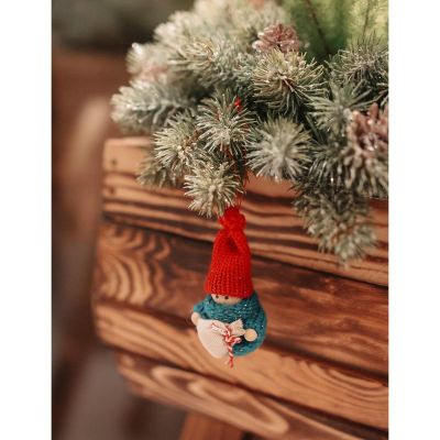 14. Dekorative Puppe mit Tasche, blaues Mädchen, 7,5 cm