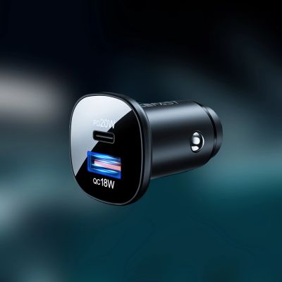 16. Acefast Autoladegerät 38W USB Typ C / USB, PPS, Power Delivery, Quick Charge 3.0, AFC, FCP schwarz (B1 schwarz)