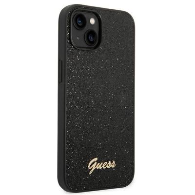 4. Guess Glitter Script Case für iPhone 14 Plus - Schwarz