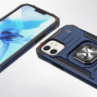 2. Wozinsky Ring Armor Hülle für iPhone 14 gepanzerte Hülle Magnethalter Ring blau