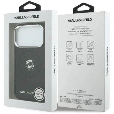 8. Karl Lagerfeld Point & Karl Sketch MagSafe Hülle für iPhone 17 Pro – Schwarz