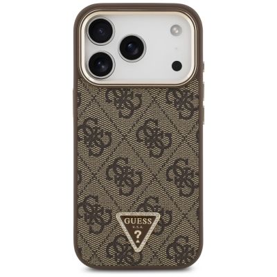 3. Guess 4G Triangle Logo MagSafe Case für iPhone 17 Pro - Braun und Gold