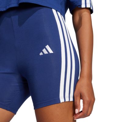 5. adidas Essentials 3-Streifen Damen-Radlerhose mit hohem Bund, Blau, JE1225