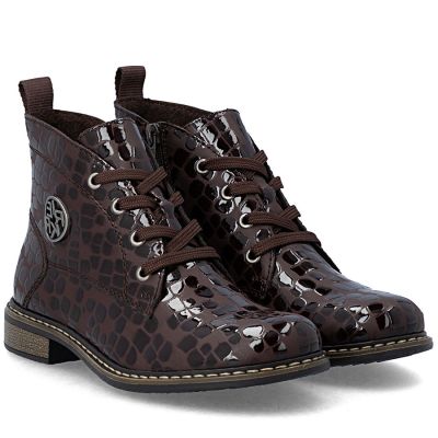 6. Damen-Ankle-Boots aus Lackleder, braun, Rieker 71205-25