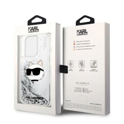8. Karl Lagerfeld KLHCP14LLNHCCS iPhone 14 Pro 6,1" Silber/Silber Hardcase Glitter Choupette Head