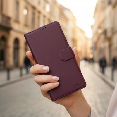 4. Tech-Protect Brieftaschenhülle für Samsung Galaxy A27 5G – Burgunderrot