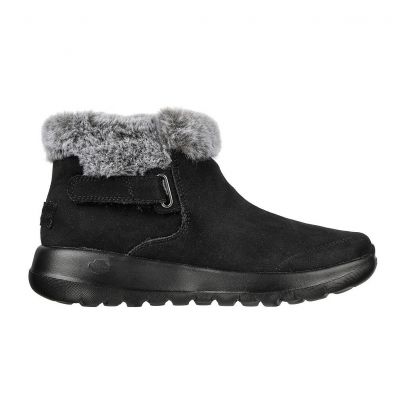 Skechers ON-THE-GO JOY FIRST GLANCE Damen Winterstiefel aus Wildleder mit Fell, Schwarz (144041-BKGY)