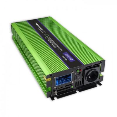QOLTEC Monolith-Spannungswandler | Batterieladung | USV | 1000 W | 2000 W | 12 V auf 230 V | Reiner Sinus | LCD