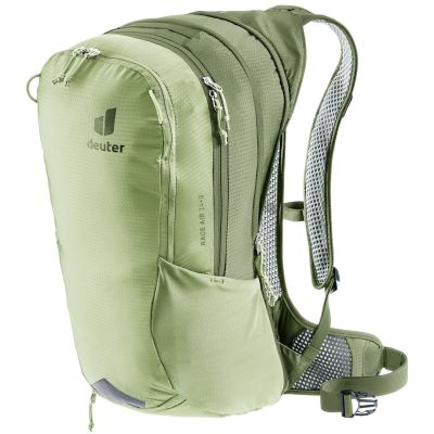 11. Deuter Race Air 14 + 3 Fahrradrucksack, Mineral/Handschuh