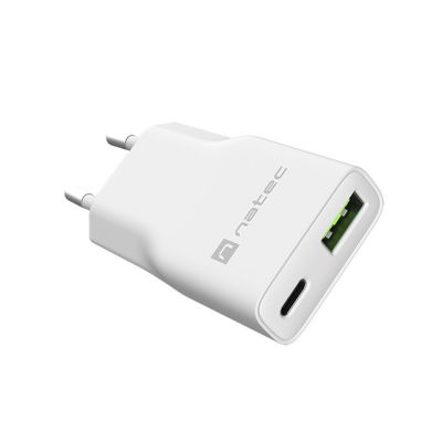 6. NATEC RIBERA GAN SLIM WANDLADEGERÄT USB-A USB-C 20W WEISS