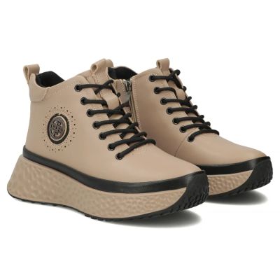 4. Lederstiefeletten mit Plateau, gefüttert, beige, Filippo DBT7998