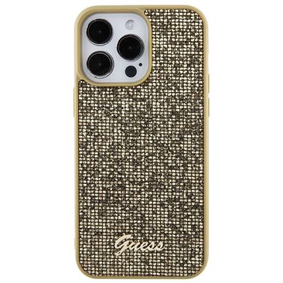 3. Guess Disco Metal Script Hülle für iPhone 15 Pro Max – Gold