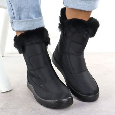4. Schwarze, flache, gefütterte Damen-Schneestiefel Potocki KI24322