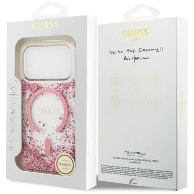 8. Guess MagSafe Hülle mit Harzboden und Glitzer für iPhone 17 Pro – Pink