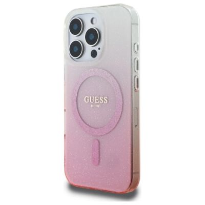2. Guess IML Glitter Gradient MagSafe-Hülle für iPhone 16 Pro Max – Rosa
