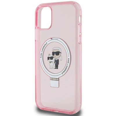 6. Karl Lagerfeld Ring Stand Karl&Choupette MagSafe Hülle für iPhone 11 / Xr – Rosa