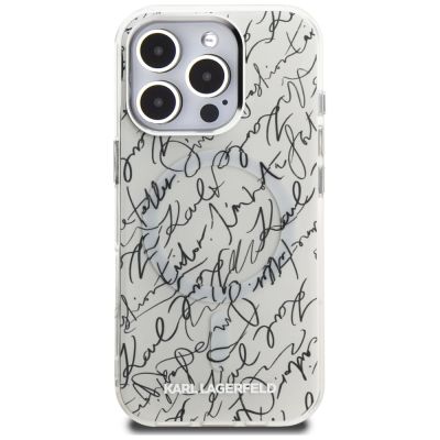 3. Karl Lagerfeld IML Karl Script Pattern MagSafe Case für iPhone 16 Pro Max – Weiß