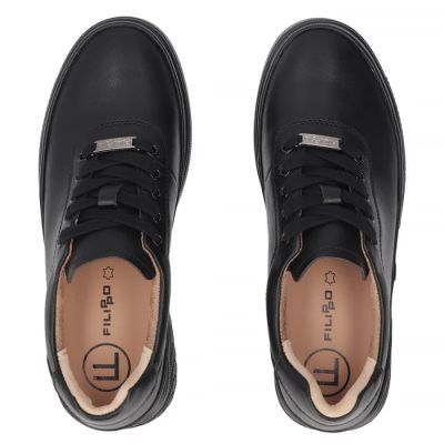 5. Schwarze Damen-Keilschuhe aus Leder, Filippo DP8326