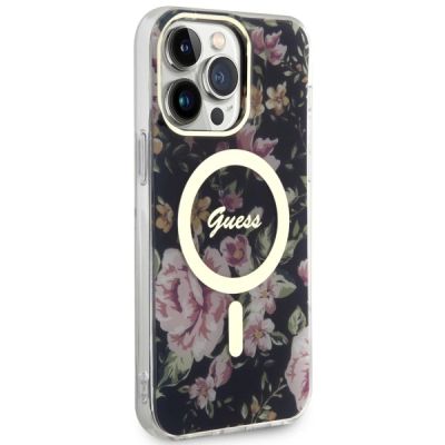 4. Guess GUHMP14XHCFWSK iPhone 14 Pro Max 6,7" schwarz/schwarz Hardcase Flower MagSafe