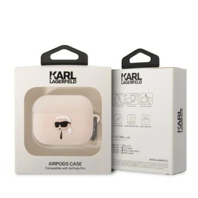 3. Karl Lagerfeld KLAPRUNIKP AirPods Pro Cover rosa/rosa Silikon Karl Head 3D