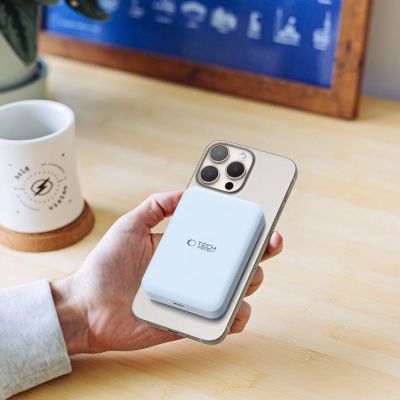7. Tech-Protect LifeMag PB11 Powerbank mit MagSafe 10000 mAh 15 W USB-C-Anschluss – blau + USB-C-Kabel