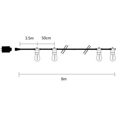16. Party-Lichterkette für den Außenbereich, 10 Glühbirnen, 10 LEDs, 8 m, 230 V