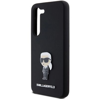 6. Karl Lagerfeld Silikon Ikonik Metal Pin Hülle für Samsung Galaxy S23 – Schwarz