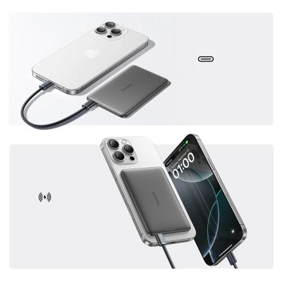 8. Baseus PicoGo AM41 Ultra-Slim 5000mAh 20W MagSafe kompatible Powerbank mit Baseus Simple USB-C 60W 30cm Kabel - Schwarz