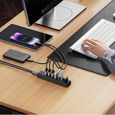 3. Hub Orico PW7U-U3 7x USB-A 3.0 + USB-C 5V/3A 1m - schwarz