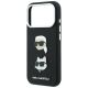 7. Karl Lagerfeld Saffiano Karl&Choupette Heads Pins Strap Logo Case für iPhone 18 Pro / 17 Pro - Schwarz