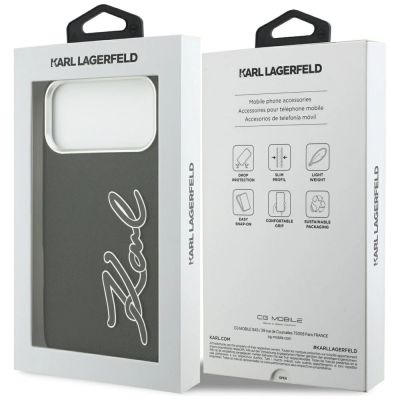 8. Karl Lagerfeld FW Grained Signature Logo Case für iPhone 17 Pro Max - Schwarz