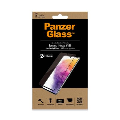 3. PanzerGlass E2E Regular gehärtetes Glas für Samsung Galaxy A73 – mit schwarzem Rahmen