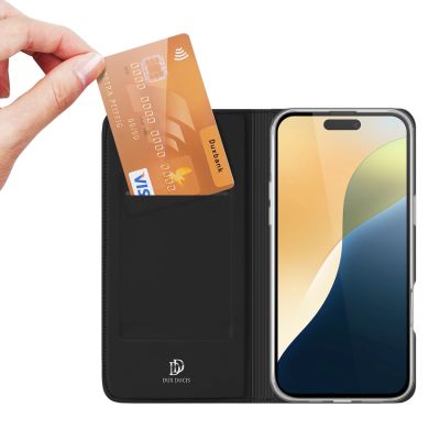 3. Dux Ducis Skin Pro Hülle für iPhone 16 Plus mit Klappe und Kartenfach – Schwarz