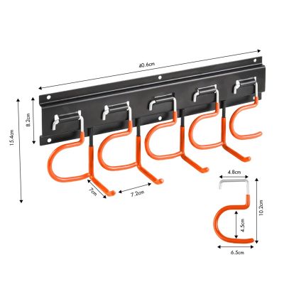 3. MACLEAN Wandorganizer für Gartengeräte, Stahl, mit Haken, max. O