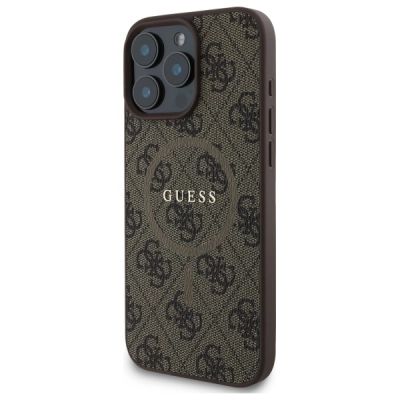 2. Guess 4G Ring Classic Logo MagSafe-Hülle für iPhone 16 Pro Max – braun