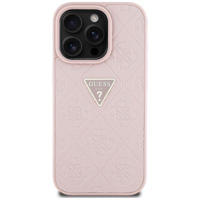 3. Guess Hot Stamp 4G Pattern Triangle Metal Logo iPhone 16 Pro Hülle - Rosa