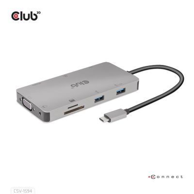 CLUB3D CSV-1594 USB 3.2 Gen 1 (3.1 Gen 1) Typ-C Dockingstation, Schwarz, Grau