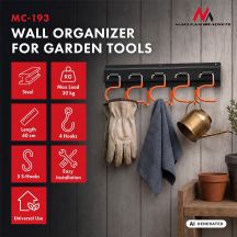 MACLEAN Wandorganizer für Gartengeräte, Stahl, mit Haken, max. O