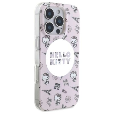 4. Hello Kitty IML All Over Paris Magsafe Hülle für iPhone 16 Pro – Rosa