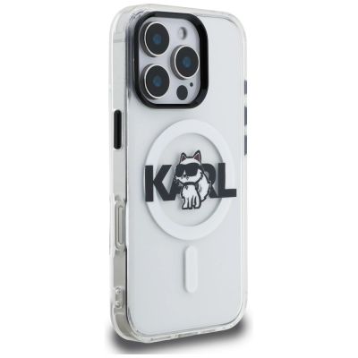 4. Karl Lagerfeld IML Choupette Sketch Logo MagSafe Hülle für iPhone 16 Pro - Transparent